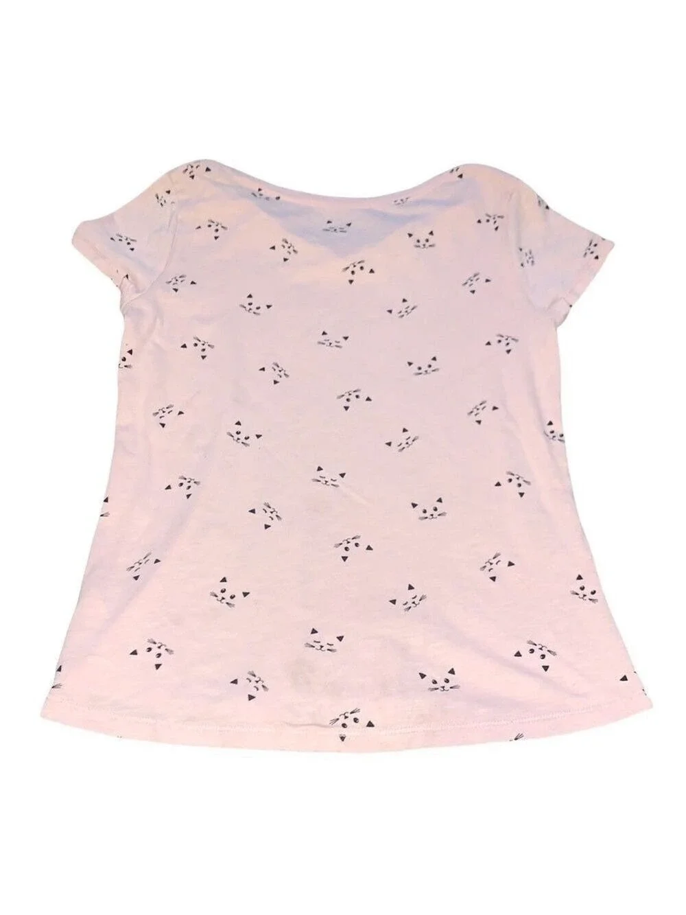 JUSTICE Pink Cat Print V Neck T-shirt size 14